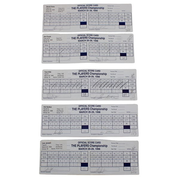 Kite, Sutton, Janzen & Seven (7) Others Signed 1998-99 Players Championship Official Scorecards