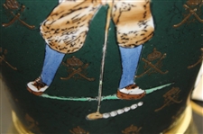 Classic Hand Painted Bobby Jones Tees Off with Crossed Clubs Hunter Green Table Lamp - Works