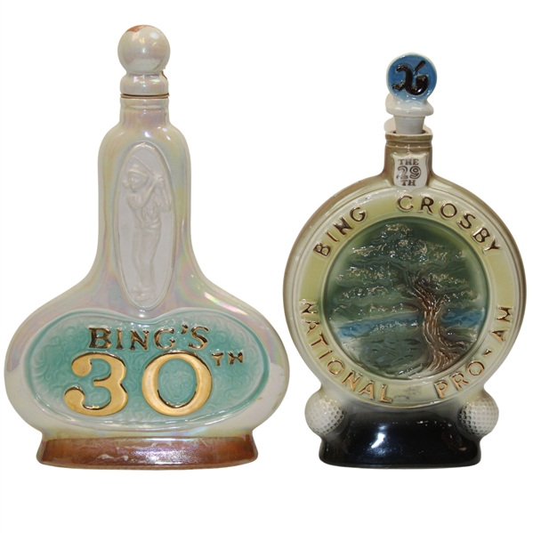 Two (2) Bing Crosby Pro-Am Liquor Decanters - 1966 & 1967