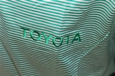 Chi Chi Rodriguez's Personal Jeff Rose Green & White Striped Polo w/Sponsor - M
