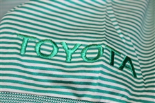 Chi Chi Rodriguez's Personal Jeff Rose Green & White Striped Polo w/Sponsor - M
