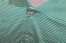Chi Chi Rodriguez's Personal Jeff Rose Green & White Striped Polo w/Sponsor - M