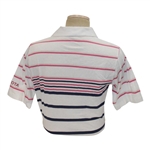 Chi Chi Rodriguez's Personal Pickering Pink & Navy Striped Polo w/Sponsor - M
