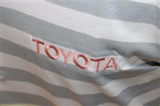 Chi Chi Rodriguez's Personal Tourney Gray & White Striped Polo w/Sponsor - M
