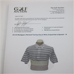 Chi Chi Rodriguez's Personal Tourney Gray & White Striped Polo w/Sponsor - M