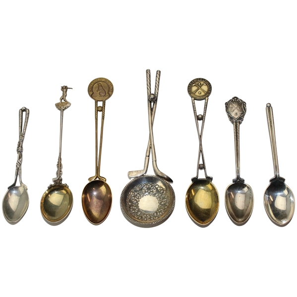 Seven (7) Various Vintage Golf Themed Sterling Silver Spoons