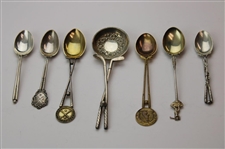Seven (7) Various Vintage Golf Themed Sterling Silver Spoons