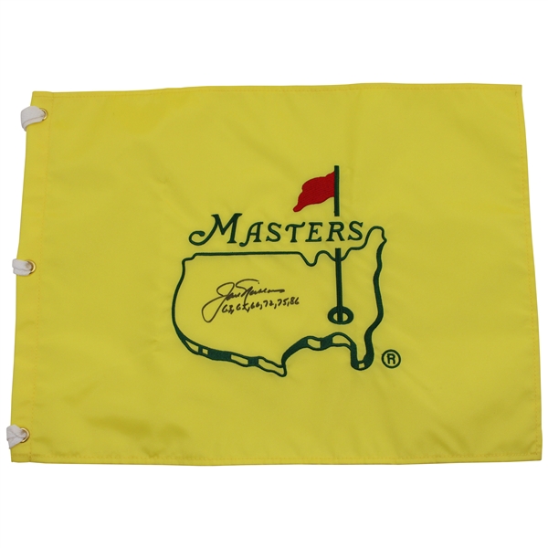 Jack Nicklaus Signed Undated Masters Embroidered Flag w/Years Won JSA ALOA