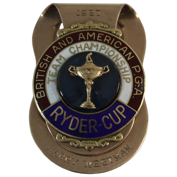 1967 Ryder Cup Contestants Badge Issued to Harry Weetman