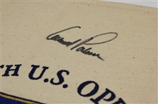 Arnold Palmer Signed 2000 US Open at Pebble Beach Tan Canvas Flag JSA ALOA