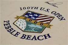 Arnold Palmer Signed 2000 US Open at Pebble Beach Tan Canvas Flag JSA ALOA