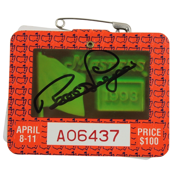 Bernhard Langer Signed 1993 Masters Tournament SERIES Badge #A06437 JSA ALOA