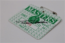 Bernhard Langer Signed 1985 Masters Tournament SERIES Badge #X4436 JSA ALOA