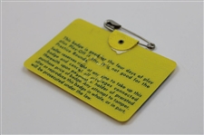 Tommy Aaron Signed 1973 Masters Tournament SERIES Badge #19772 JSA ALOA