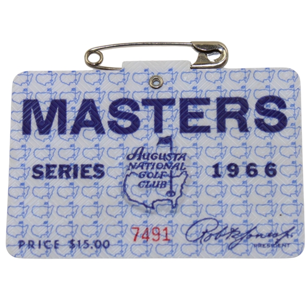 1966 Masters Tournament SERIES Badge #7491 - Jack Nicklaus Winner