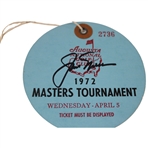 Jack Nicklaus Signed 1972 Masters Tournament Wednesday Practice Round Ticket JSA ALOA