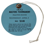 Jack Nicklaus Signed 1972 Masters Tournament Wednesday Practice Round Ticket JSA ALOA