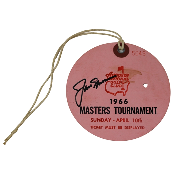 Jack Nicklaus Signed 1966 Masters Tournament 4th Rd Sunday Ticket JSA ALOA