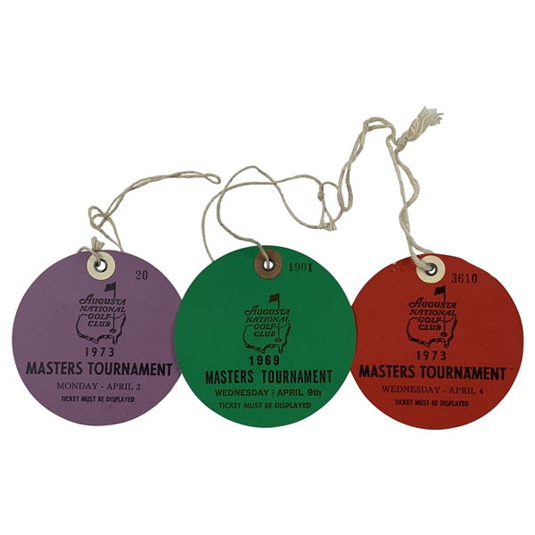 1969 & (2) 1973 Masters Tournament Daily Tickets