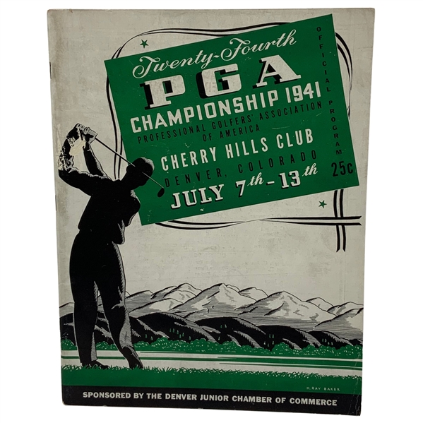 1941 PGA Championship at Cherry Hills Official Program - Vic Ghezzi Winner