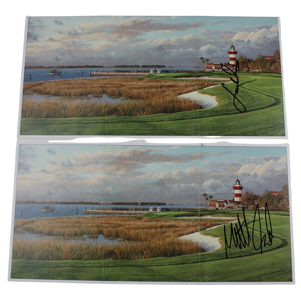 Matt Fitzpatrick & Jordan Spieth Signed Harbour Town Scorecards JSA ALOA