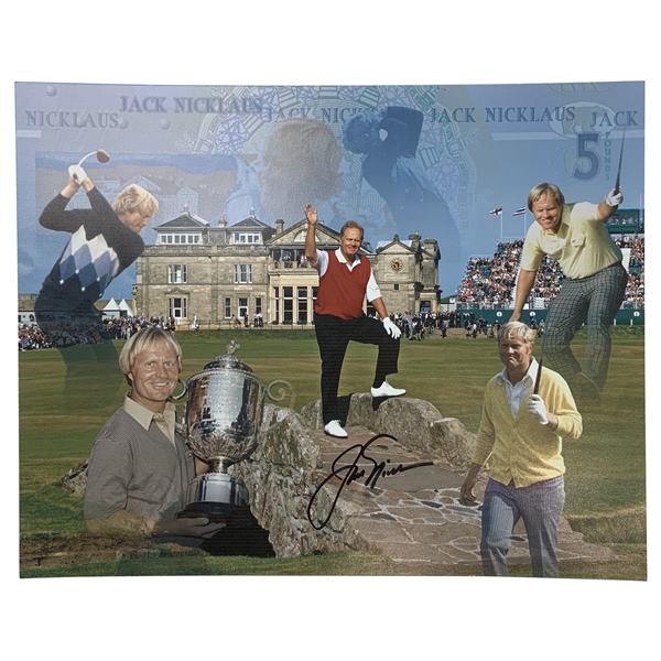 Jack Nicklaus Signed Open Championship Collage Photo JSA ALOA