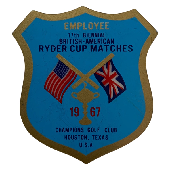 1967 Ryder Cup at Champions Club Employee Shield Badge