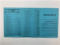 1978 Open Championship at St. Andrews Saturday Official Order of Play-Nicklaus Win