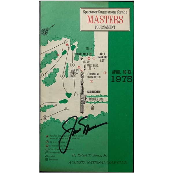 Jack Nicklaus Signed 1975 Masters Tournament Spectator Guide JSA ALOA