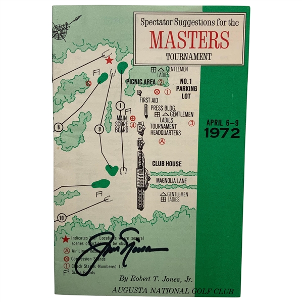 Jack Nicklaus Signed 1972 Masters Tournament Spectator Guide JSA ALOA