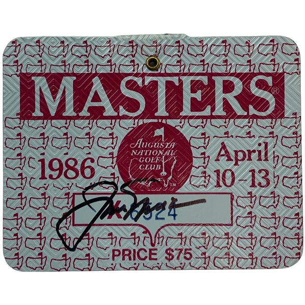 Jack Nicklaus Signed 1986 Masters Tournament SERIES Badge #X6524 JSA ALOA
