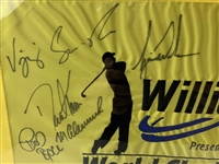 Tiger Woods & Multi-Signed 2001 Williams World Challenge Golf Pin Flag - Framed JSA ALOA