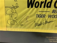Tiger Woods & Multi-Signed 2001 Williams World Challenge Golf Pin Flag - Framed JSA ALOA
