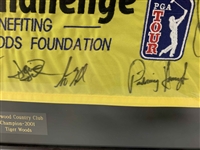 Tiger Woods & Multi-Signed 2001 Williams World Challenge Golf Pin Flag - Framed JSA ALOA