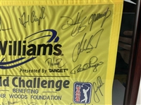 Tiger Woods & Multi-Signed 2001 Williams World Challenge Golf Pin Flag - Framed JSA ALOA
