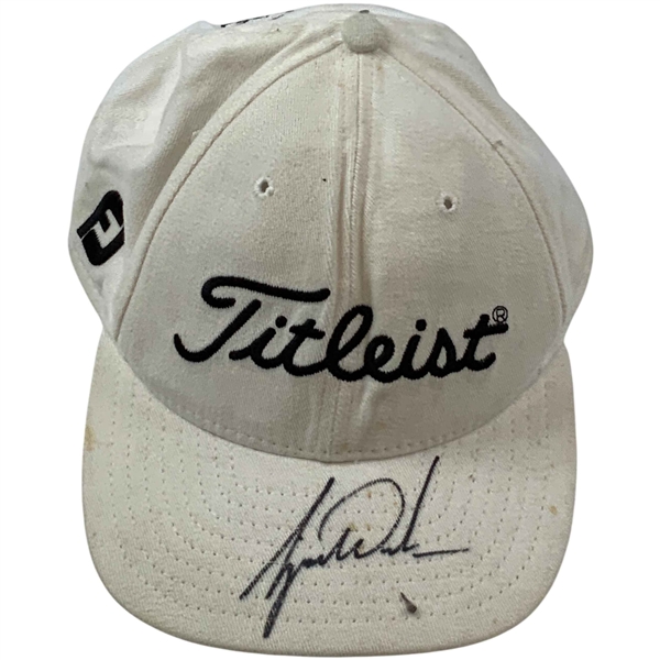 Tiger Woods Signed Titleist Footjoy White Hat JSA ALOA