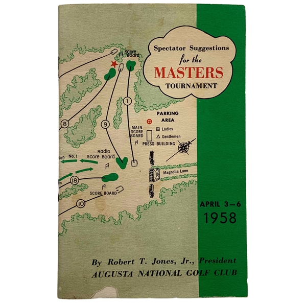 1958 Masters Tournament Spectator Guide - Arnold Palmer Winner