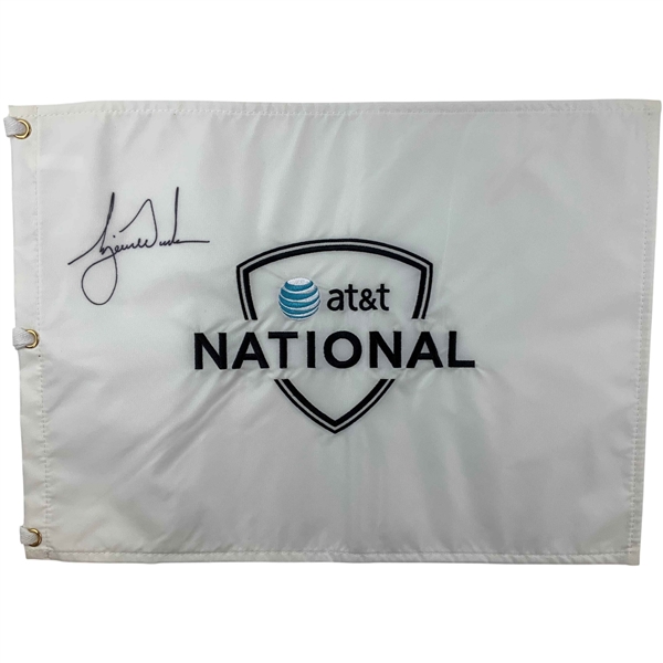 Tiger Woods Autographed AT&T National Golf Tournament Pin Flag JSA ALOA