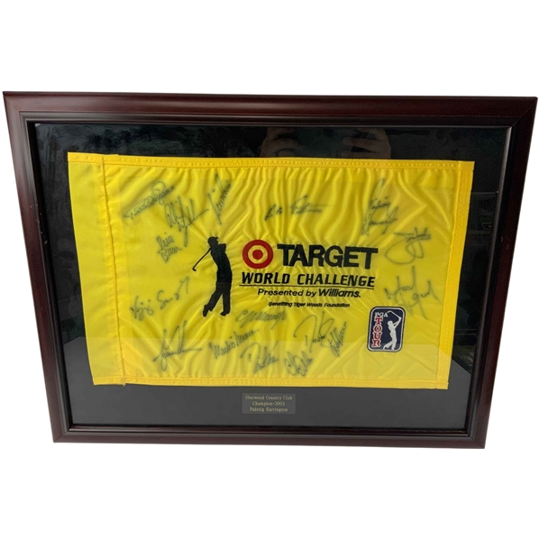 Tiger Woods & Multi-Signed 2002 Target World Challenge Golf Flag - Framed JSA ALOA
