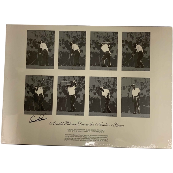 Arnold Palmer Signed 1960 U.S. Open Sequence Print Arnold Palmer Drives the Number 1 Green JSA ALOA