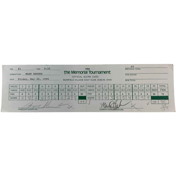 Payne Stewart and Mark Brooks Signed 1994 The Memorial Tournament Official Scorecard