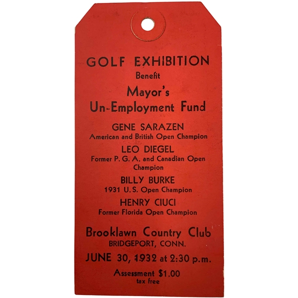 A Pair of Two (2) Gene Sarazen, Babe & Other Notable Golfers Exhibition Tickets