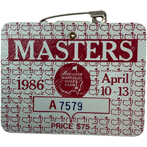 1986 Masters Tournament SERIES Badge #A7579 - Jack Nicklaus Winner