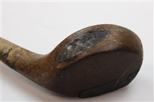 Antique Butchart-Ossett and Akley Scare Head Golf Club with Hickory Shaft