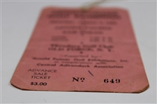 Arnold Palmer Signed 1961 Arnold Palmer vs Sam Snead Golf Exhibition Ticket #649 JSA ALOA