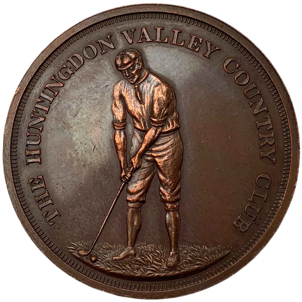 1904 Huntingdon Valley Country Club Bronze Golf Award Medal Lester C. Bosler