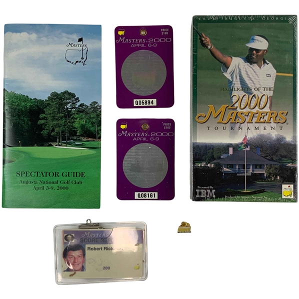 Collection of 2000 Masters Tournament Memorabilia Including Sealed VHS and Badges