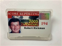 Three (3) 2001, 2002 & 2005 Masters Score Reporting Badges Robert Rickman - Tiger Wins