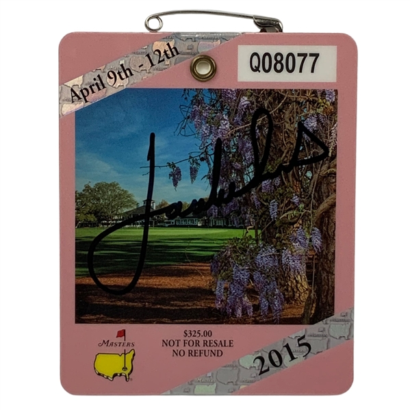 Jordan Spieth Signed 2015 Masters Tournament SERIES Badge #Q08077 JSA ALOA