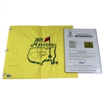 Jordan Spieth Signed 2015 Masters Tournament Embroidered Flag Beckett #BP66769 & SERIES Badge #R18036